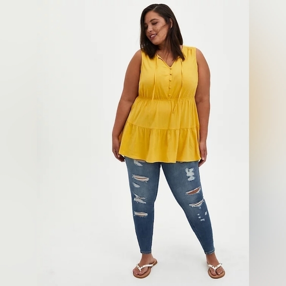 torrid Tops - Torrid Rayon Slub Button-Front Tiered Tank